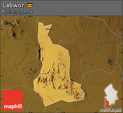Physical Map of Labwor, darken