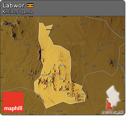Physical Map of Labwor, darken