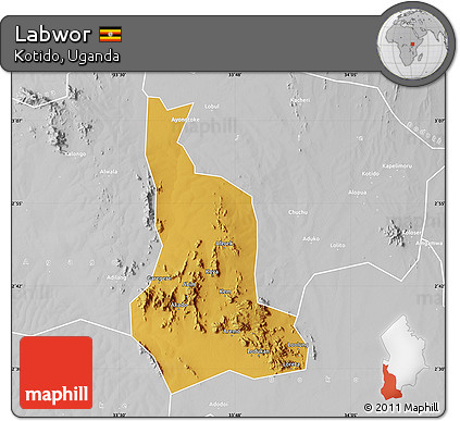 Physical Map of Labwor, lighten, desaturated
