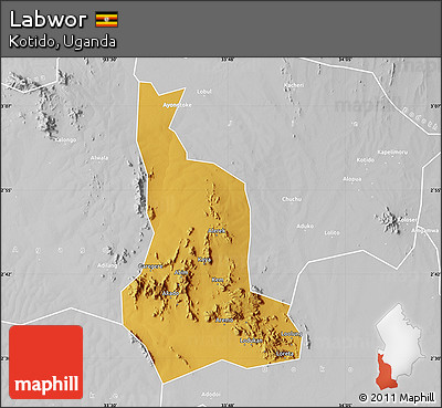 Physical Map of Labwor, lighten, desaturated