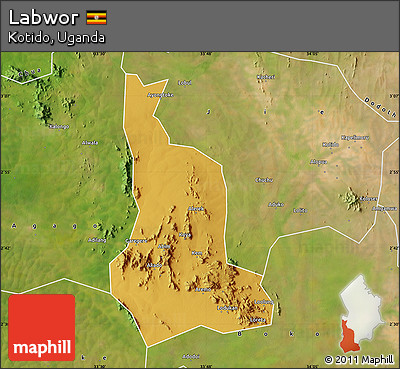 Physical Map of Labwor, satellite outside