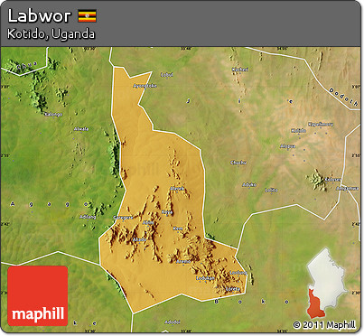 Physical Map of Labwor, satellite outside