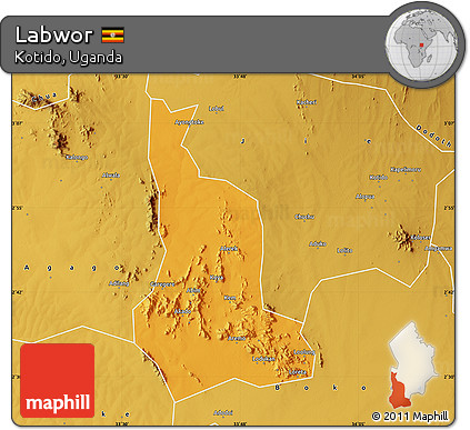 Political Map of Labwor, physical outside