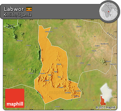 Political Map of Labwor, satellite outside