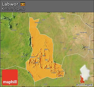 Political Map of Labwor, satellite outside