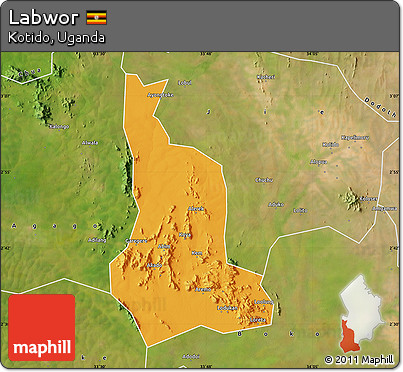 Political Map of Labwor, satellite outside