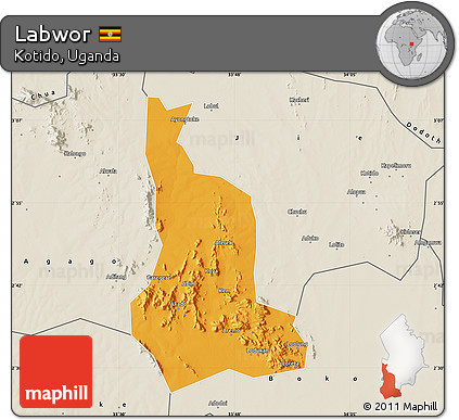 Political Map of Labwor, shaded relief outside