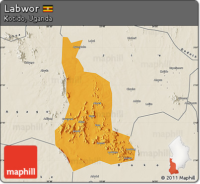 Political Map of Labwor, shaded relief outside