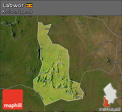 Satellite Map of Labwor, darken