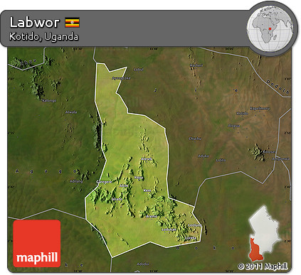 Satellite Map of Labwor, darken