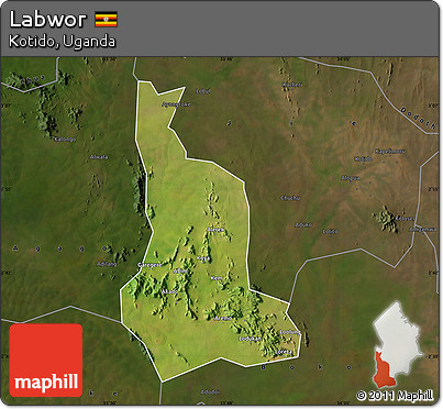 Satellite Map of Labwor, darken