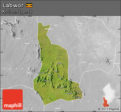 Satellite Map of Labwor, lighten, desaturated