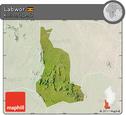 Satellite Map of Labwor, lighten