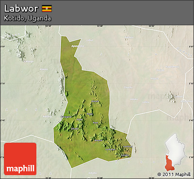 Satellite Map of Labwor, lighten