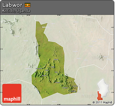 Satellite Map of Labwor, lighten