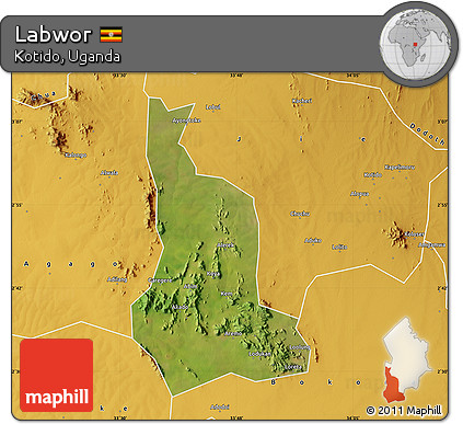 Satellite Map of Labwor, physical outside
