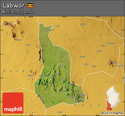 Satellite Map of Labwor, physical outside