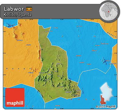 Satellite Map of Labwor, political outside