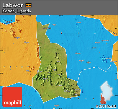 Satellite Map of Labwor, political outside