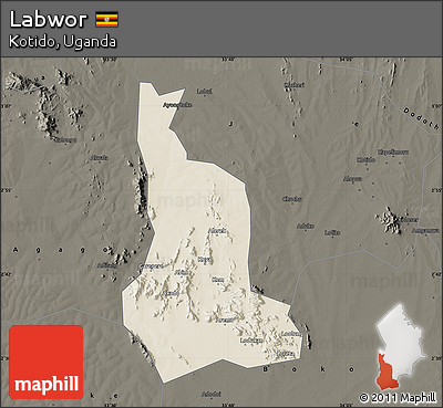 Shaded Relief Map of Labwor, darken