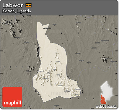 Shaded Relief Map of Labwor, darken