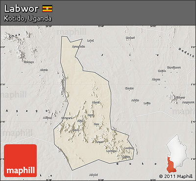 Shaded Relief Map of Labwor, semi-desaturated