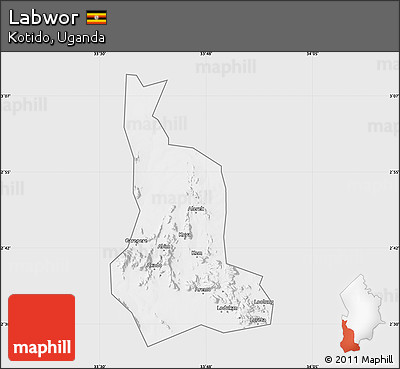 Silver Style Map of Labwor, single color outside