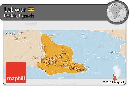 Political Panoramic Map of Labwor, lighten