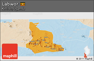 Political Panoramic Map of Labwor, lighten