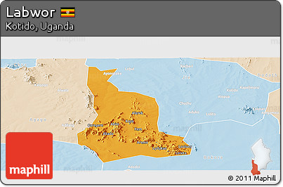Political Panoramic Map of Labwor, lighten