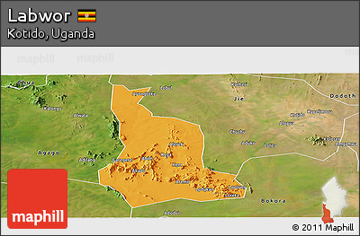 Political Panoramic Map of Labwor, satellite outside