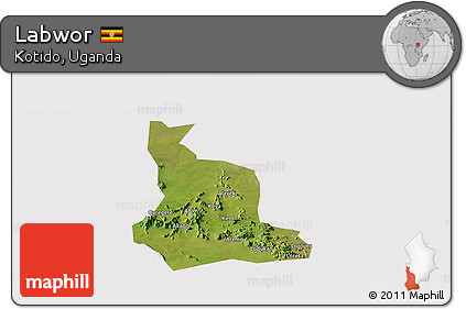 Satellite Panoramic Map of Labwor, cropped outside