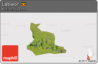 Satellite Panoramic Map of Labwor, cropped outside