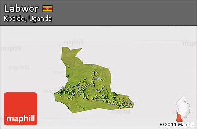 Satellite Panoramic Map of Labwor, cropped outside