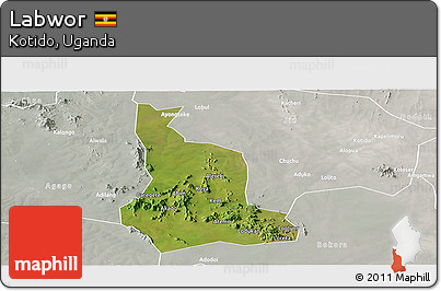Satellite Panoramic Map of Labwor, lighten, semi-desaturated