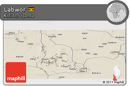 Shaded Relief Panoramic Map of Labwor