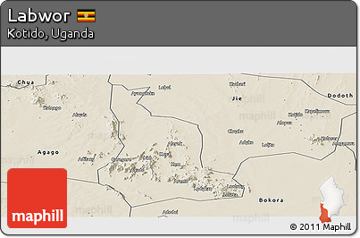 Shaded Relief Panoramic Map of Labwor