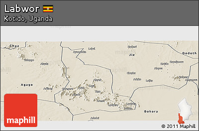 Shaded Relief Panoramic Map of Labwor
