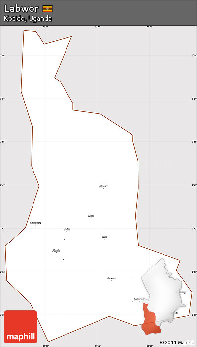 Classic Style Simple Map of Labwor, cropped outside