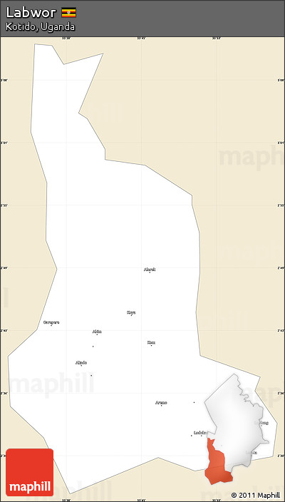 Classic Style Simple Map of Labwor, single color outside