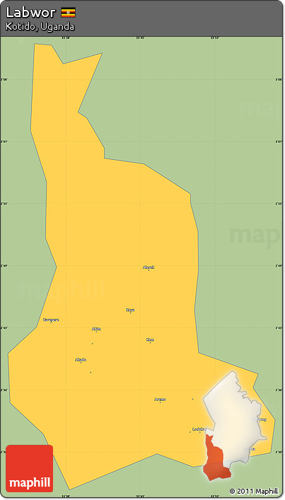 Savanna Style Simple Map of Labwor, single color outside
