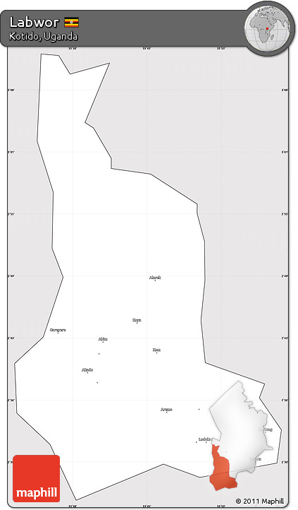 Silver Style Simple Map of Labwor, cropped outside