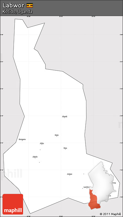 Silver Style Simple Map of Labwor, cropped outside