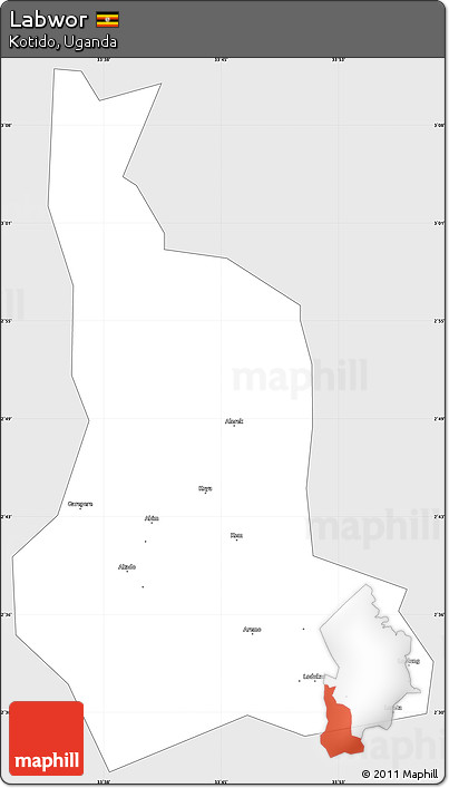 Silver Style Simple Map of Labwor, single color outside