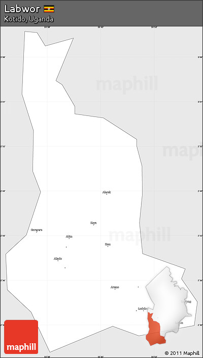 Silver Style Simple Map of Labwor, single color outside