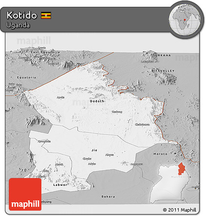 Gray Panoramic Map of Kotido