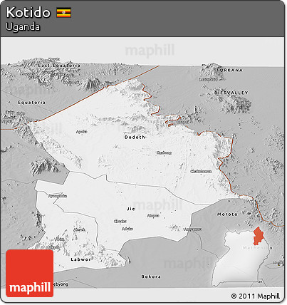 Gray Panoramic Map of Kotido