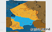 Political Panoramic Map of Kotido, darken