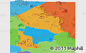 Political Panoramic Map of Kotido, political shades outside