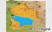 Political Panoramic Map of Kotido, satellite outside